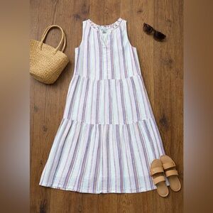 Tommy Bahama Linen Blend Tiered Dress Small Petite